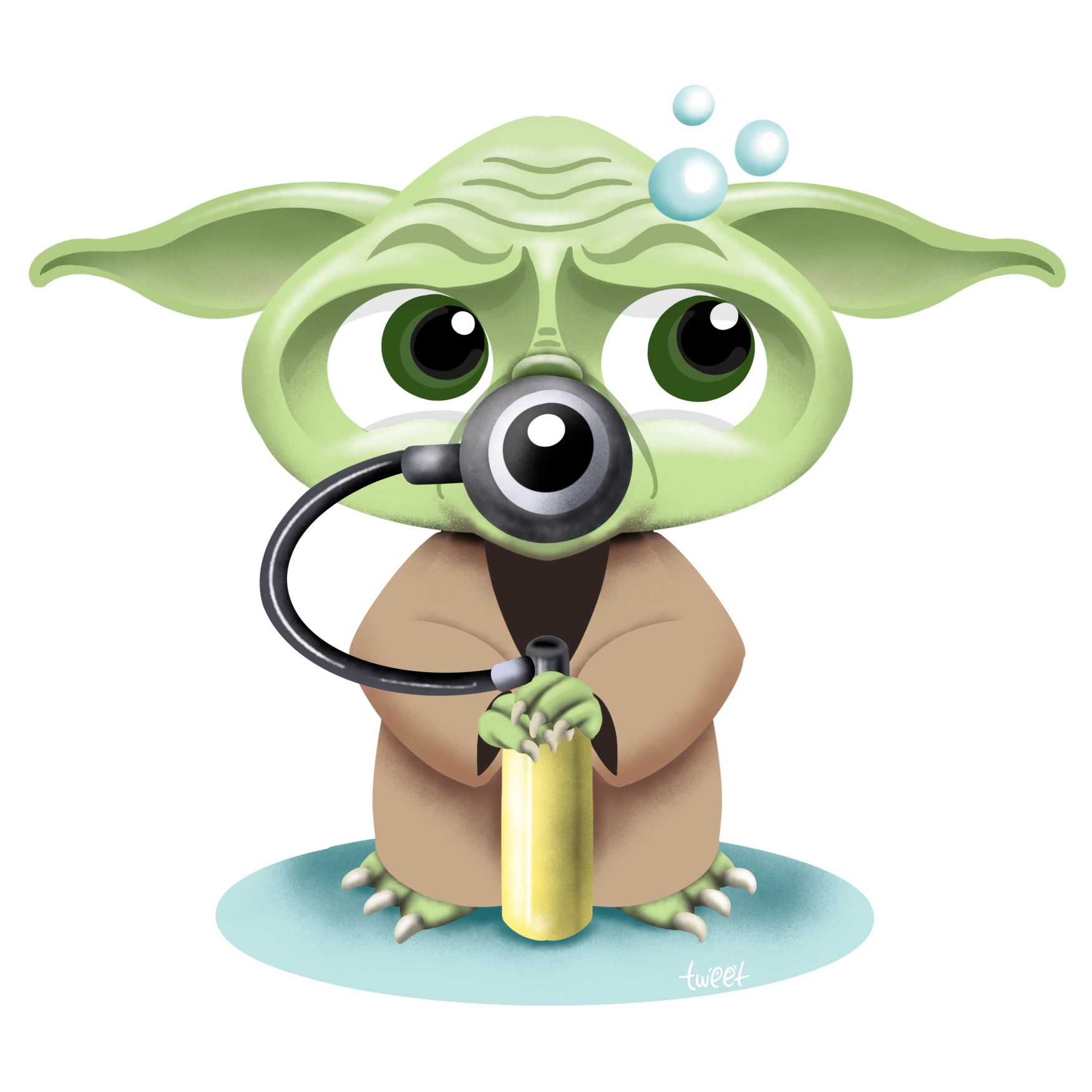 Yoda with dive tank - Dive Shirts